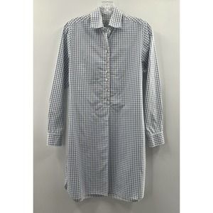 Flats by Jan Niemi Women’s Long Sleeve Cotton Shirt Dress Blue White Check Small